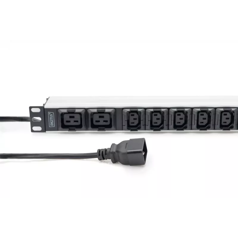 DIGITUS 1U alumiiniumist PDU rack-kinnitatav 8x C13 2xC19 16A 230VAC 50/60Hz IEC C20 pistik