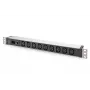 DIGITUS 1U alumiiniumist PDU riiulisse paigaldatav 9x C13 10A 230VAC 50/60Hz IEC C14 sisend 10A kaitse