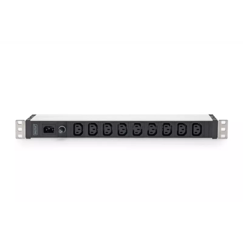 DIGITUS 1U alumiiniumist PDU riiulisse paigaldatav 9x C13 10A 230VAC 50/60Hz IEC C14 sisend 10A kaitse