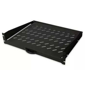 DIGITUS 2U laiendatav riiul kappidele alates 450 mm sügavusest 88x483x352 mm, kuni 30 kg, must (RAL 9005)