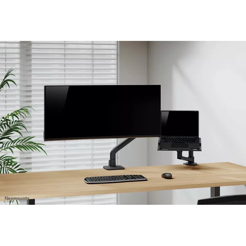 Neomounts DS20-425BL1 sülearvuti hoidikuga monitori käsi 11,6–17,3 tolli – ruumisäästlik