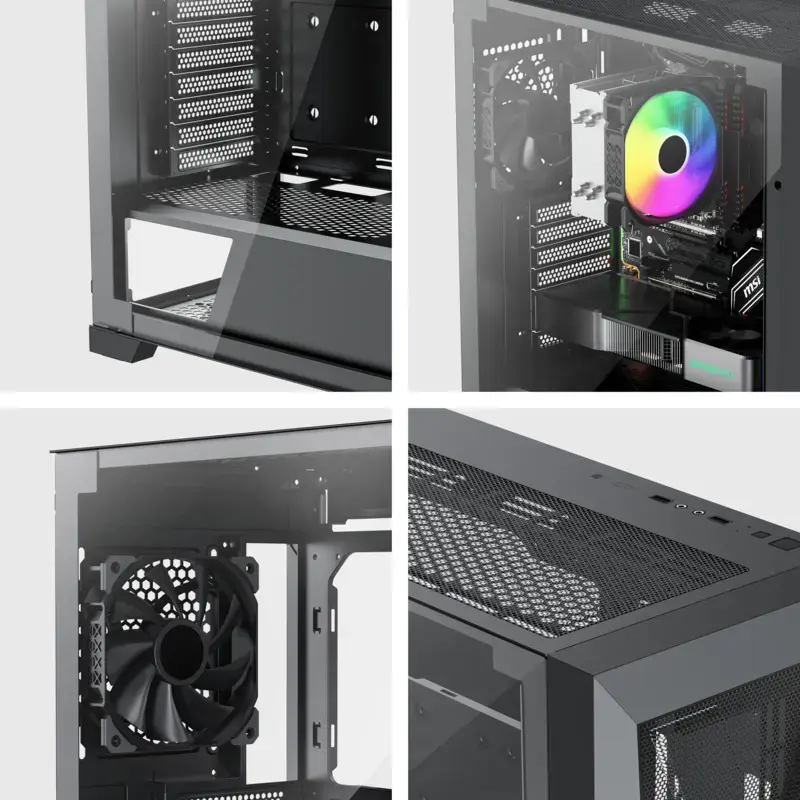 PC Midi Torni korpus XILENCE XG151 — must, toetab ATX/Micro-ATX/Mini-ITX, alumine toiteplokk, 2x 3,5 tolli + 4x 2,5 tolli pesa