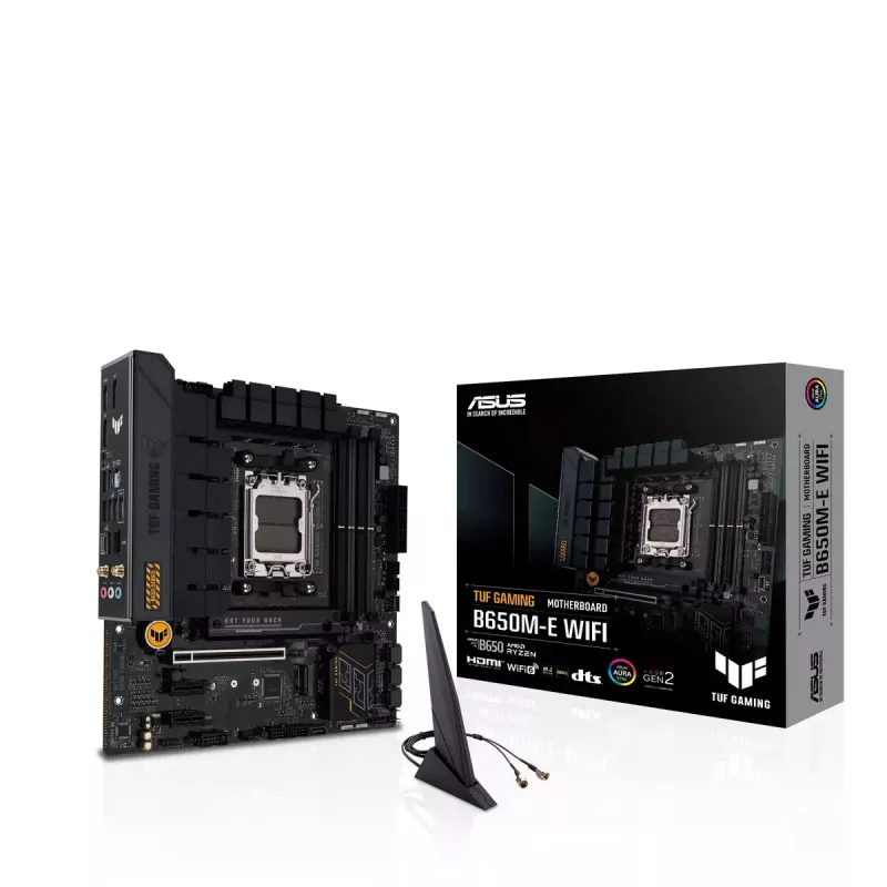 Emaplaat ASUS TUF GAMING B650M‑E WIFI, AMD B650, Socket AM5, micro ATX, DDR5, 4x DIMM, 128GB, Wi‑Fi 6, Bluetooth 5.2