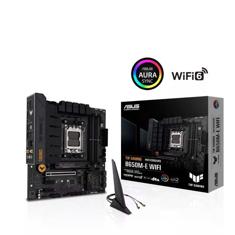 Emaplaat ASUS TUF GAMING B650M‑E WIFI, AMD B650, Socket AM5, micro ATX, DDR5, 4x DIMM, 128GB, Wi‑Fi 6, Bluetooth 5.2