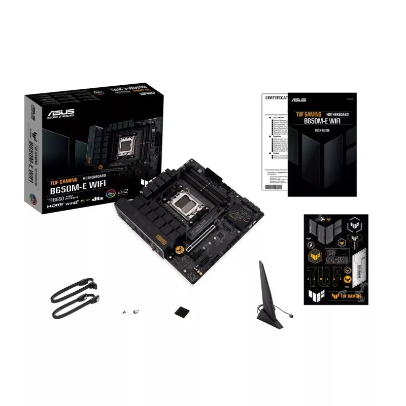 Emaplaat ASUS TUF GAMING B650M‑E WIFI, AMD B650, Socket AM5, micro ATX, DDR5, 4x DIMM, 128GB, Wi‑Fi 6, Bluetooth 5.2