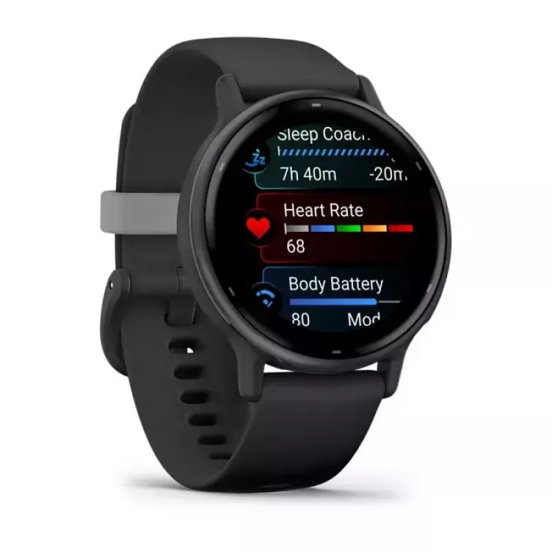Nutikell GARMIN Vivoactive 5 Must – 42 mm korpus, AMOLED 1,2 tolli, GPS/GLONASS/Galileo, 5 ATM, optiline pulss, SpO2, 11-päevane aku