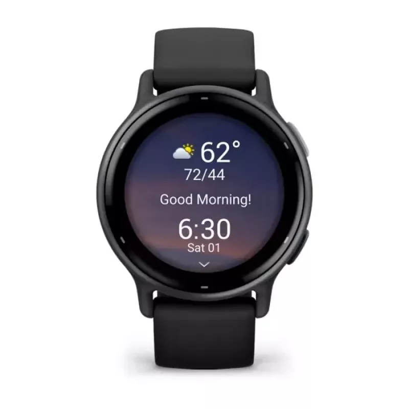 Nutikell GARMIN Vivoactive 5 Must – 42 mm korpus, AMOLED 1,2 tolli, GPS/GLONASS/Galileo, 5 ATM, optiline pulss, SpO2, 11-päevane aku