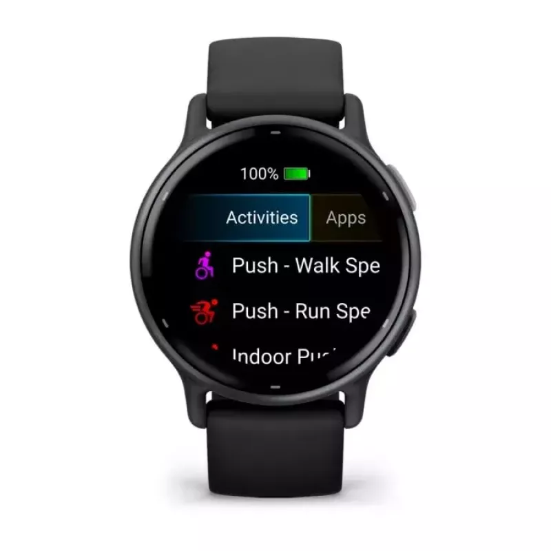 Nutikell GARMIN Vivoactive 5 Must – 42 mm korpus, AMOLED 1,2 tolli, GPS/GLONASS/Galileo, 5 ATM, optiline pulss, SpO2, 11-päevane aku
