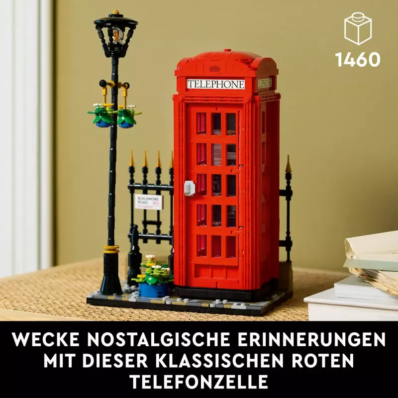 LEGO Red London Telephone Box 21347 ehituskomplekt – modulaarne kollektsioneeritav komplekt, 1460 tk, 18+