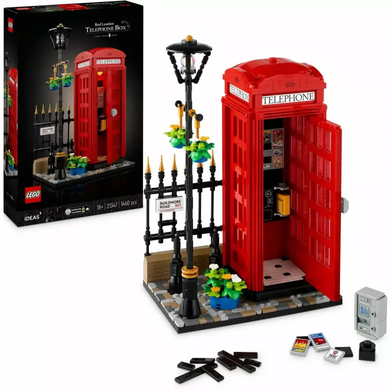 LEGO Red London Telephone Box 21347 ehituskomplekt – modulaarne kollektsioneeritav komplekt, 1460 tk, 18+