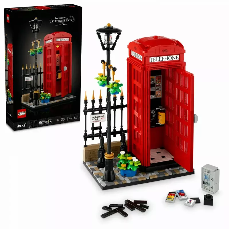 LEGO Red London Telephone Box 21347 ehituskomplekt – modulaarne kollektsioneeritav komplekt, 1460 tk, 18+