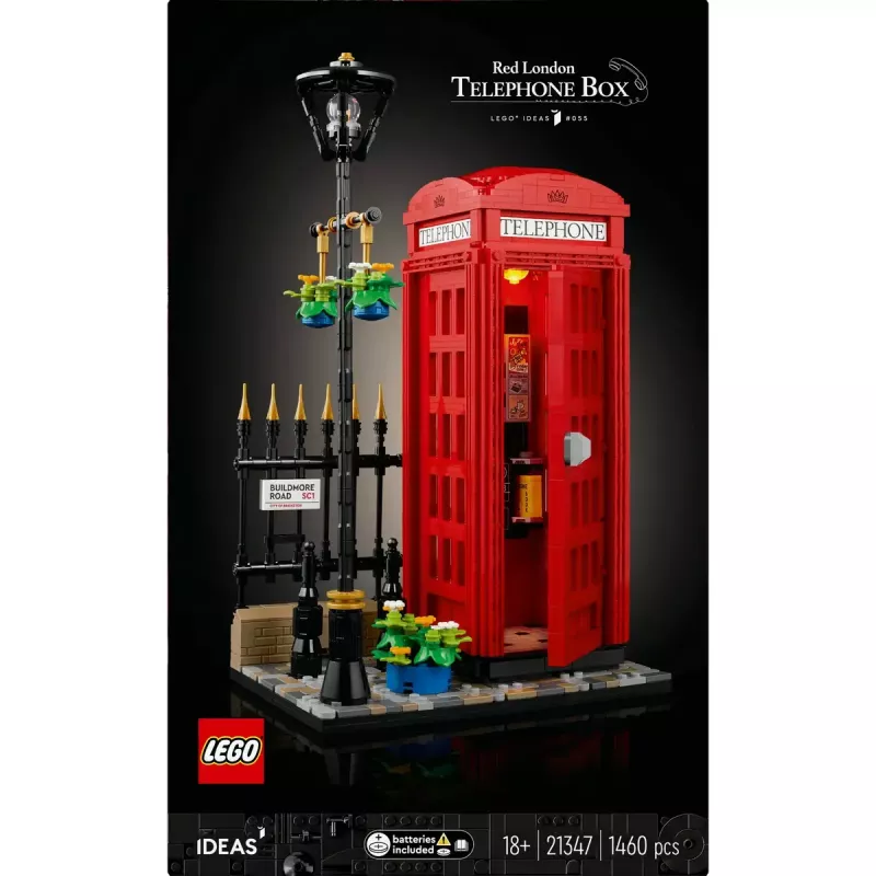 LEGO Red London Telephone Box 21347 ehituskomplekt – modulaarne kollektsioneeritav komplekt, 1460 tk, 18+