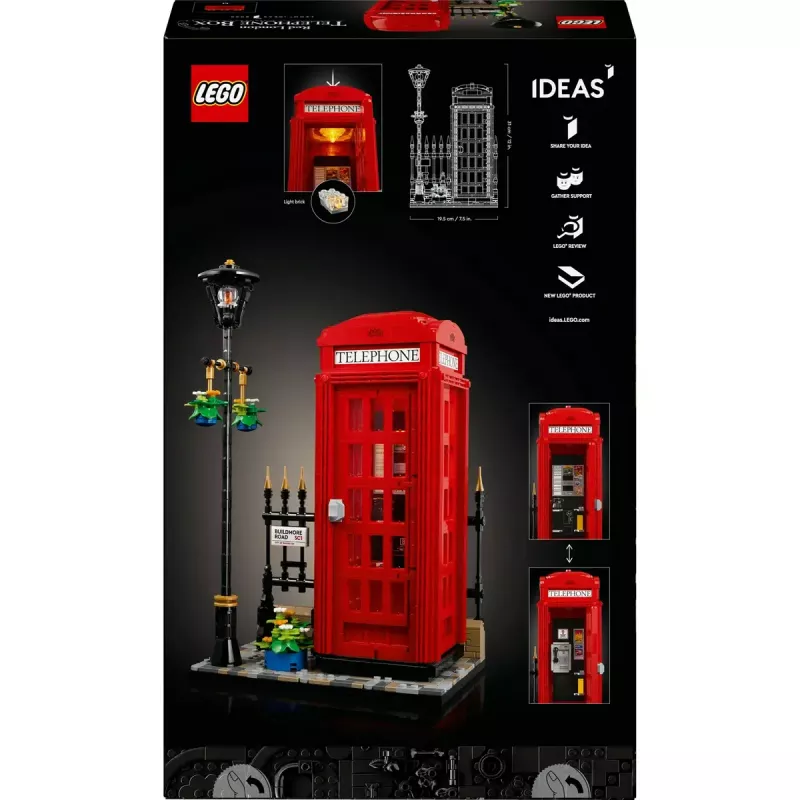 LEGO Red London Telephone Box 21347 ehituskomplekt – modulaarne kollektsioneeritav komplekt, 1460 tk, 18+
