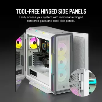 CORSAIR Mid-tower ATX arvutikorpus - Icue 5000t - RGB karastatud klaas - valge