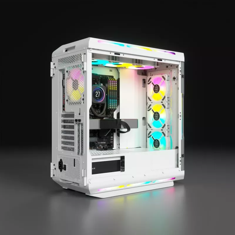 CORSAIR Mid-tower ATX arvutikorpus - Icue 5000t - RGB karastatud klaas - valge