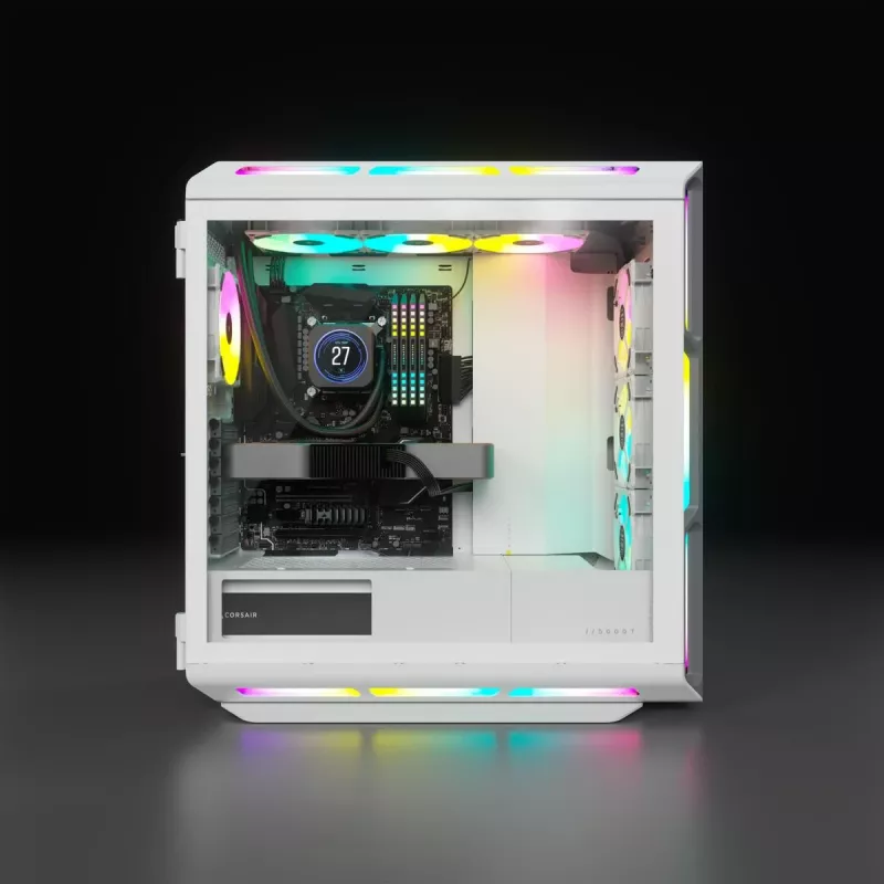 CORSAIR Mid-tower ATX arvutikorpus - Icue 5000t - RGB karastatud klaas - valge