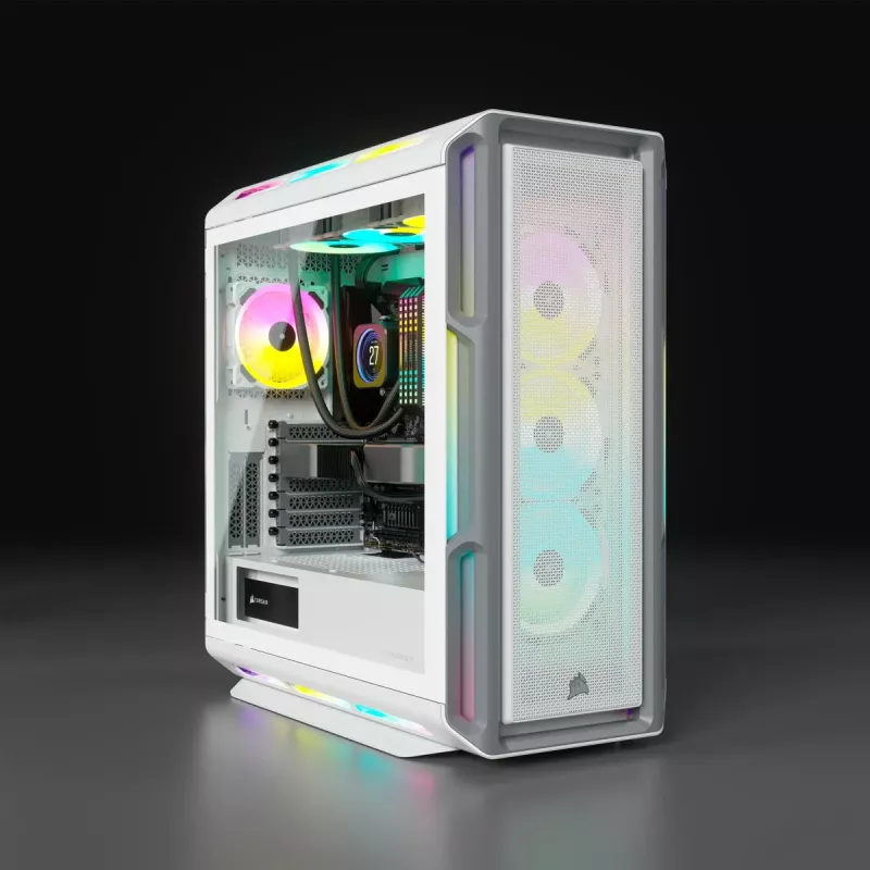 CORSAIR Mid-tower ATX arvutikorpus - Icue 5000t - RGB karastatud klaas - valge