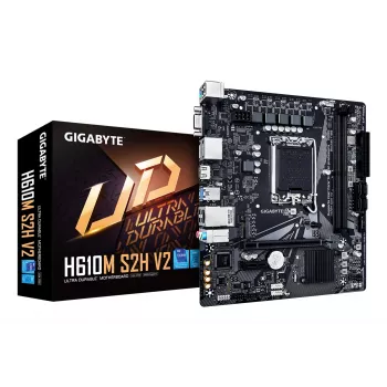 GIGABYTE H610M S2H V2 emaplaat - toetab Inteli Core 14. põlvkonna protsessoreid, 4+1+1 hübriidfaasid digitaalne VRM, kuni 5600 MHz DDR5, 1x PCIe 3.0 M.2, GbE LAN, USB 3.2 Gen 1