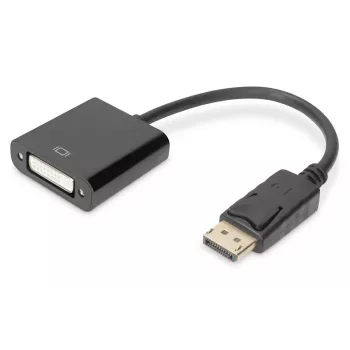 DIGITUS ASSMANN DisplayPort adapterkaabel, DP - DVI (24+5) M/F, 15 cm lukustusega, DP 1.2 ühilduv, CE must