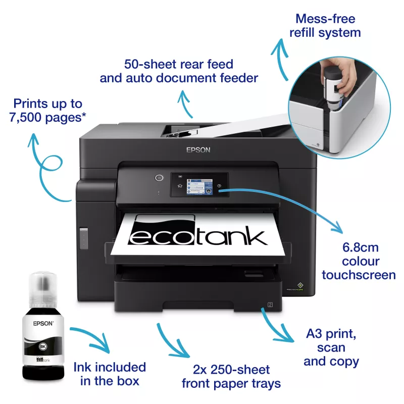 Epson EcoTank ET-M16600 tindiprinter A3 4800 x 2400 DPI 25 lk/min Wi-Fi
