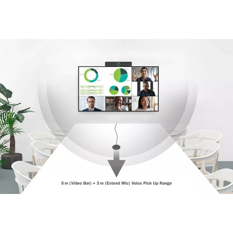 DIGITUS 4K All-in-One Video Bar - videokonverentsisüsteem (4x mikrofon/1x kõlar, 1x lauamikrofon)