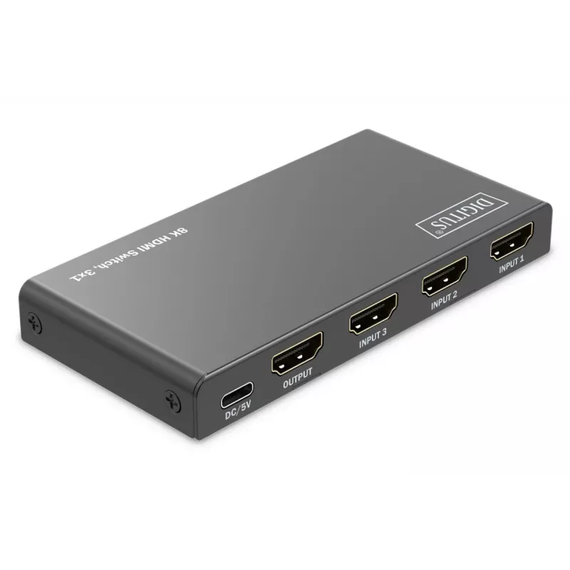 DIGITUS 3x1 HDMI-lüliti. 8K/60Hz (4:4:4). HDR. HDCP 2.3
