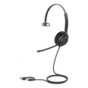 Yealink UH37 Mono Teams USB-C/A peakomplekt, juhtmega, 20–20000 Hz, kontor/kõnekeskus, 96,5 g, peakomplekt, must