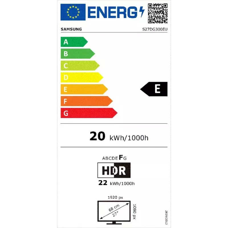 27-tolline LCD-kuvar Samsung S27DG300EU — 27 tolli Full HD (1920 × 1080), VA-paneel, 1 ms, 180 Hz, 250 cd/m², HDMI 2.0 ja DisplayPort, VESA 100 × 100, Must