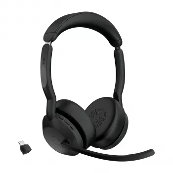Jabra Evolve2 55 - Link380c UC Stereo, juhtmevaba, kontori/kõnekeskuse jaoks, 20 - 20000 Hz, 130 g, peakomplekt, must