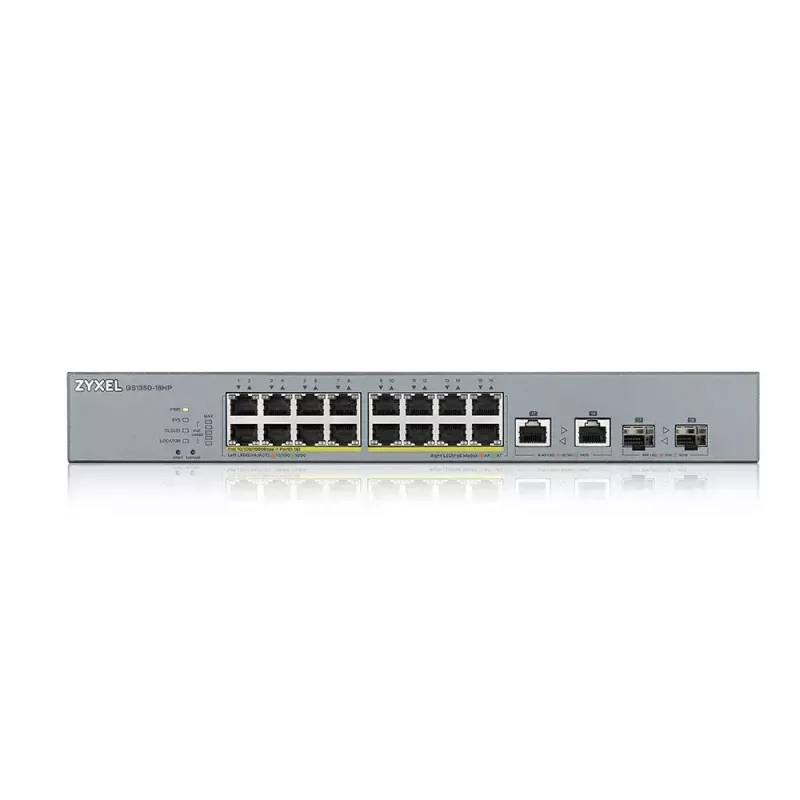 Zyxel GS1350-18HP-EU0101F võrgukommutaator Hallatav L2 Gigabit Ethernet (10/100/1000) Toide üle Etherneti (PoE) Hall