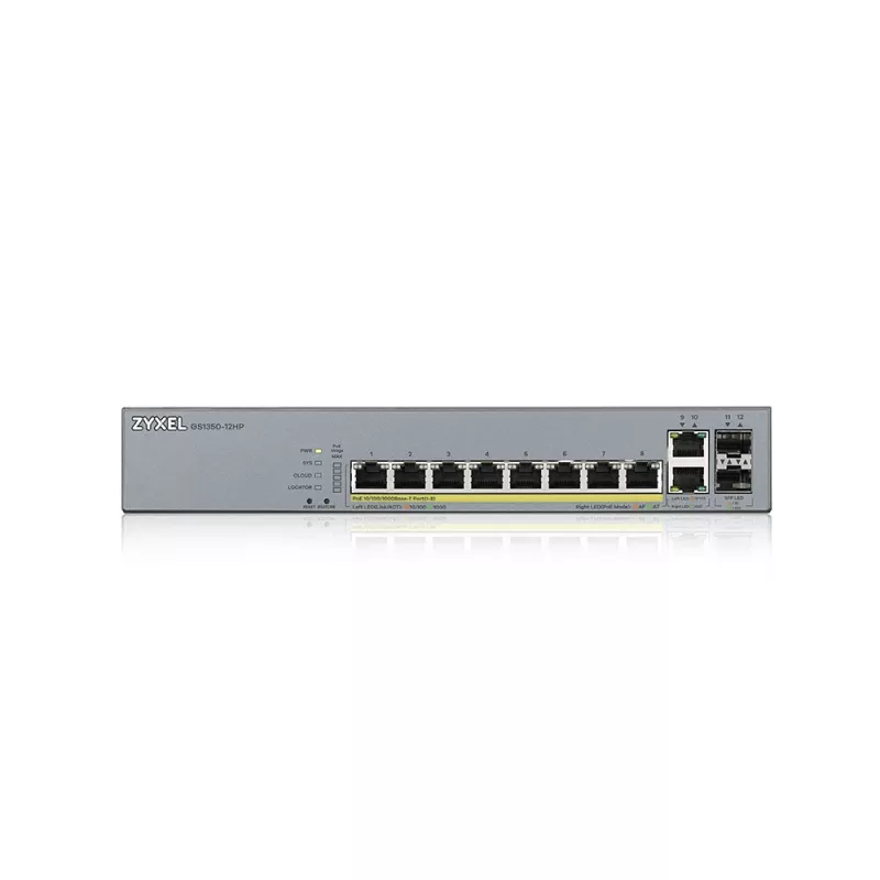 Zyxel GS1350-12HP-EU0101F võrgukommutaator Hallatav L2 Gigabit Ethernet (10/100/1000) Power over Ethernet (PoE) Hall
