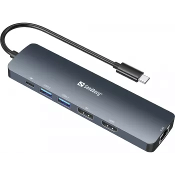 Sandberg USB-C 8K Display Dock USB 3.2 Gen 1 USB-C 100W toiteedastus