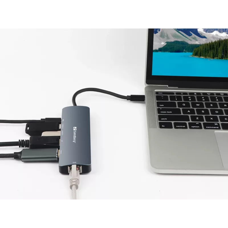 Sandberg USB-C 8K Display Dock USB 3.2 Gen 1 USB-C 100W toiteedastus
