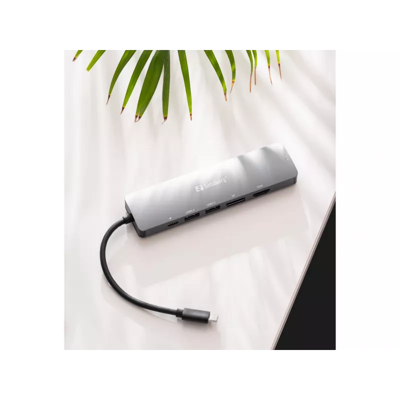 Sandberg USB-C 8K Display Dock USB 3.2 Gen 1 USB-C 100W toiteedastus
