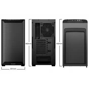 PC case bequiet! PURE BASE 501 Airflow Window MIDI Tower — ATX, karastatud klaas, 3x140/240mm tugi, 2x3,5 tolli + 5x2,5 tolli, USB-A x2, USB-C x1