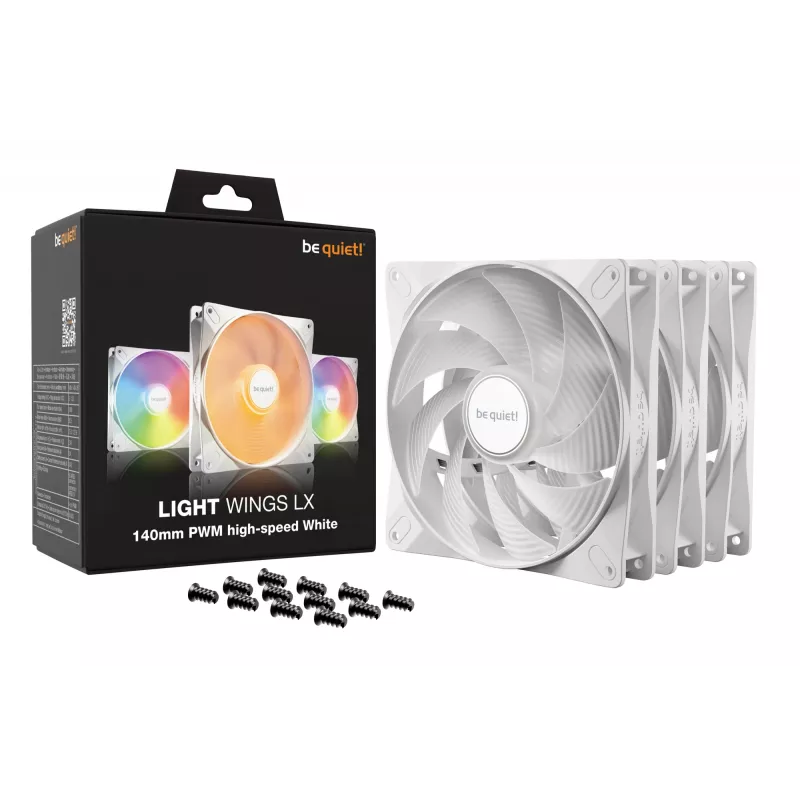 be quiet! LIGHT WINGS LX 140mm PWM High Speed 3-Pack Valge arvutikorpuse ventilaator 14 cm 3 tk