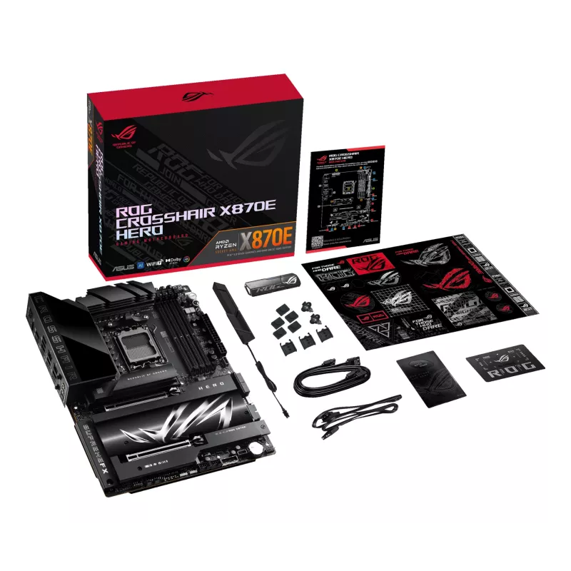 Emaplaat ASUS ROG CROSSHAIR X870E HERO — AMD X870E, Socket AM5, ATX, 4× DDR5 DIMM, 192 GB, Wi‑Fi 7, Bluetooth 5.4