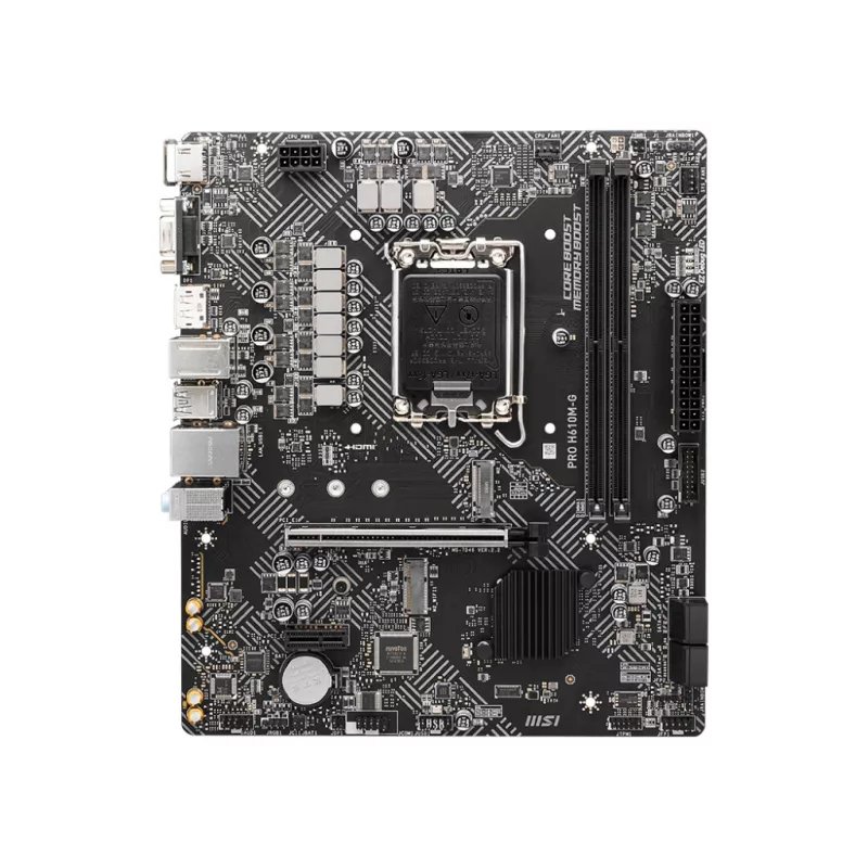 Emaplaat MSI PRO H610M-G — Intel H610, LGA 1700, micro ATX, DDR5, 2 DIMM, kuni 96 GB, M.2, SATA III, HDMI 2.1, DisplayPort 1.4