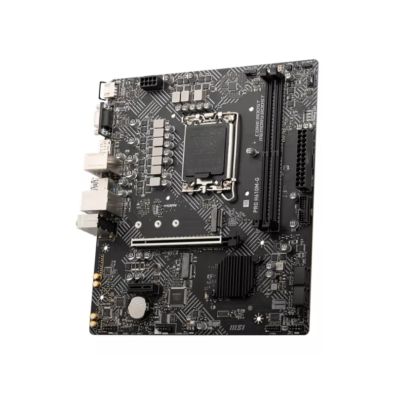 Emaplaat MSI PRO H610M-G — Intel H610, LGA 1700, micro ATX, DDR5, 2 DIMM, kuni 96 GB, M.2, SATA III, HDMI 2.1, DisplayPort 1.4