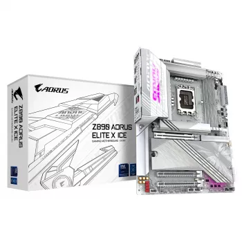 GIGABYTE Z890 AORUS ELITE X ICE emaplaat - Toetab Intel Core Ultra (Series 2) protsessoreid, 16+1+2 faasiline VRM, kuni 9500MHz DDR5 (OC), 1xPCIe 5.0 + 4xPCIe 4.0, Wi-Fi 7, 2,5GbE LAN, Thunderbolt 4
