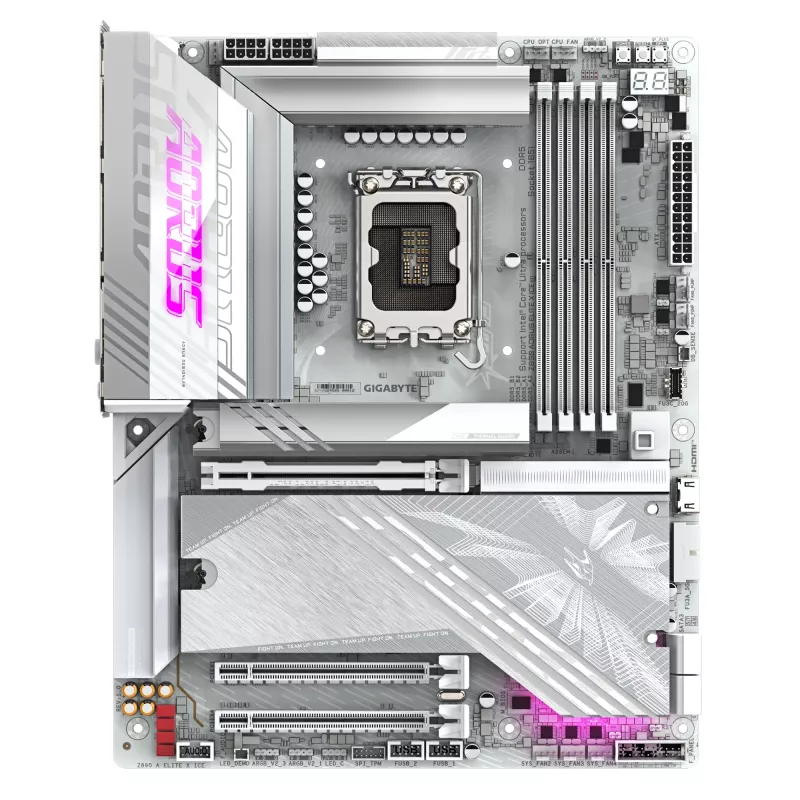 GIGABYTE Z890 AORUS ELITE X ICE emaplaat - Toetab Intel Core Ultra (Series 2) protsessoreid, 16+1+2 faasiline VRM, kuni 9500MHz DDR5 (OC), 1xPCIe 5.0 + 4xPCIe 4.0, Wi-Fi 7, 2,5GbE LAN, Thunderbolt 4