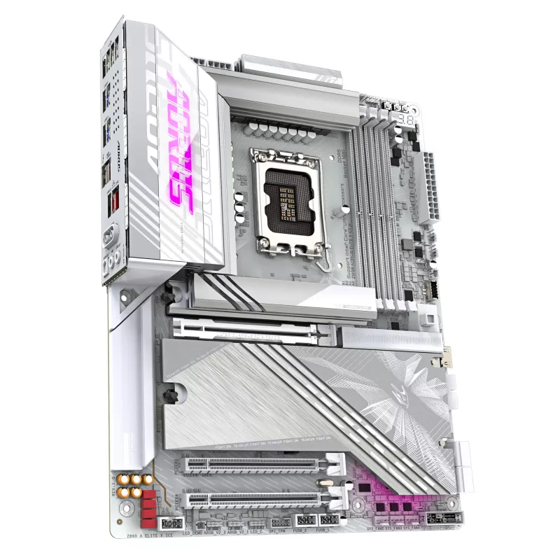 GIGABYTE Z890 AORUS ELITE X ICE emaplaat - Toetab Intel Core Ultra (Series 2) protsessoreid, 16+1+2 faasiline VRM, kuni 9500MHz DDR5 (OC), 1xPCIe 5.0 + 4xPCIe 4.0, Wi-Fi 7, 2,5GbE LAN, Thunderbolt 4