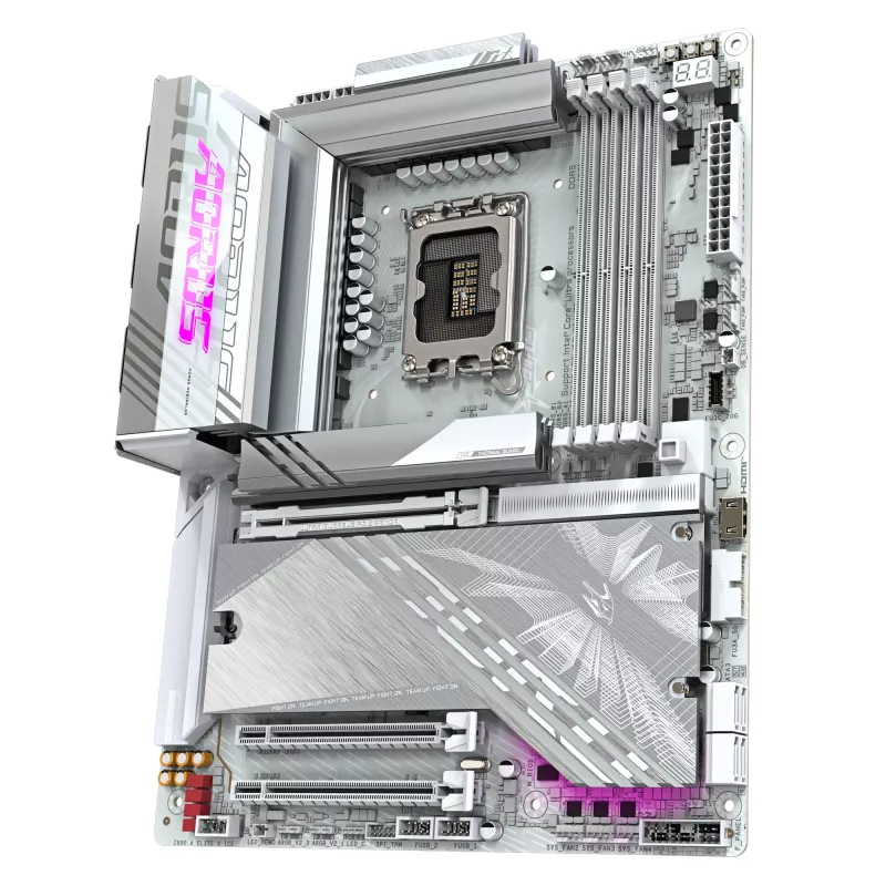 GIGABYTE Z890 AORUS ELITE X ICE emaplaat - Toetab Intel Core Ultra (Series 2) protsessoreid, 16+1+2 faasiline VRM, kuni 9500MHz DDR5 (OC), 1xPCIe 5.0 + 4xPCIe 4.0, Wi-Fi 7, 2,5GbE LAN, Thunderbolt 4