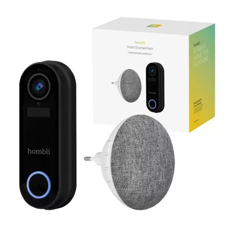 Nutikas uksekell Hombli pakett must valge IP65 juhtmevaba 1080p