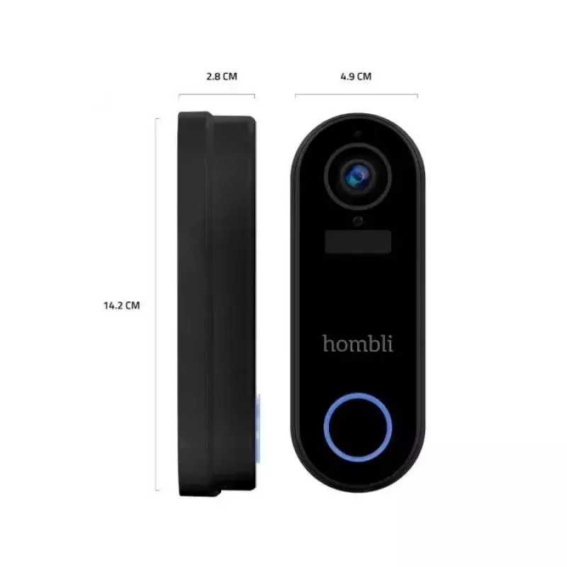 Nutikas uksekell Hombli pakett must valge IP65 juhtmevaba 1080p