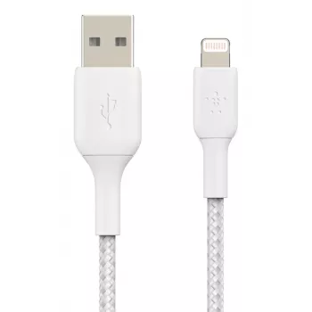 BELKIN Lightning To USB-a kaabel Braided 1m Valge