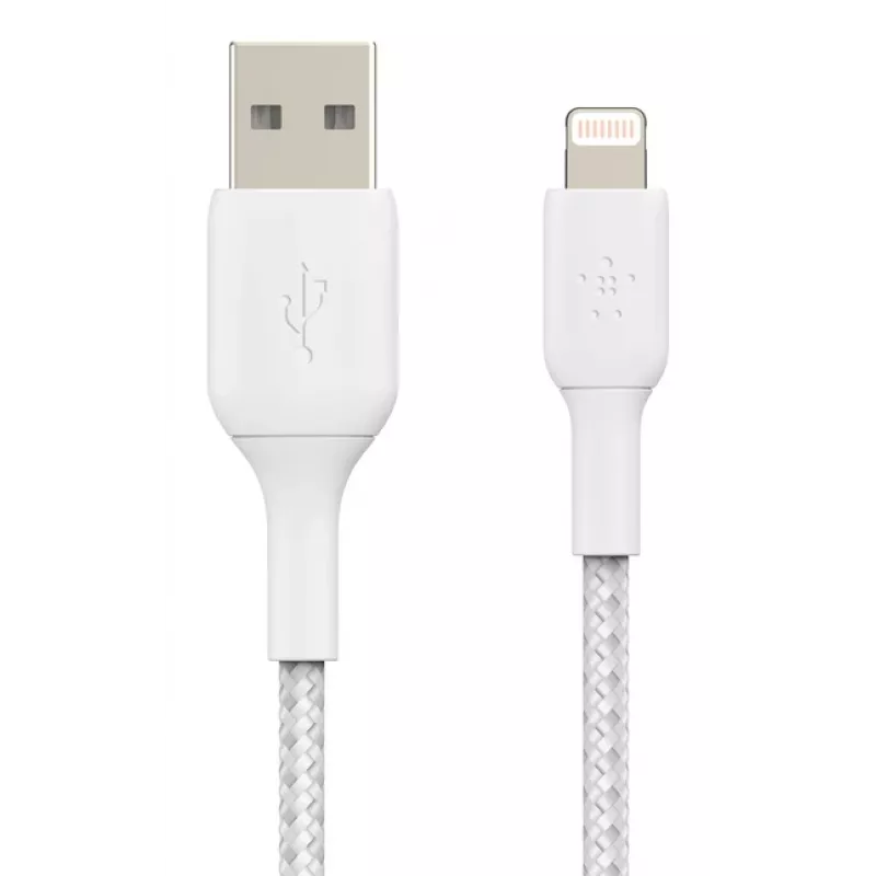 BELKIN Lightning To USB-a kaabel Braided 1m Valge
