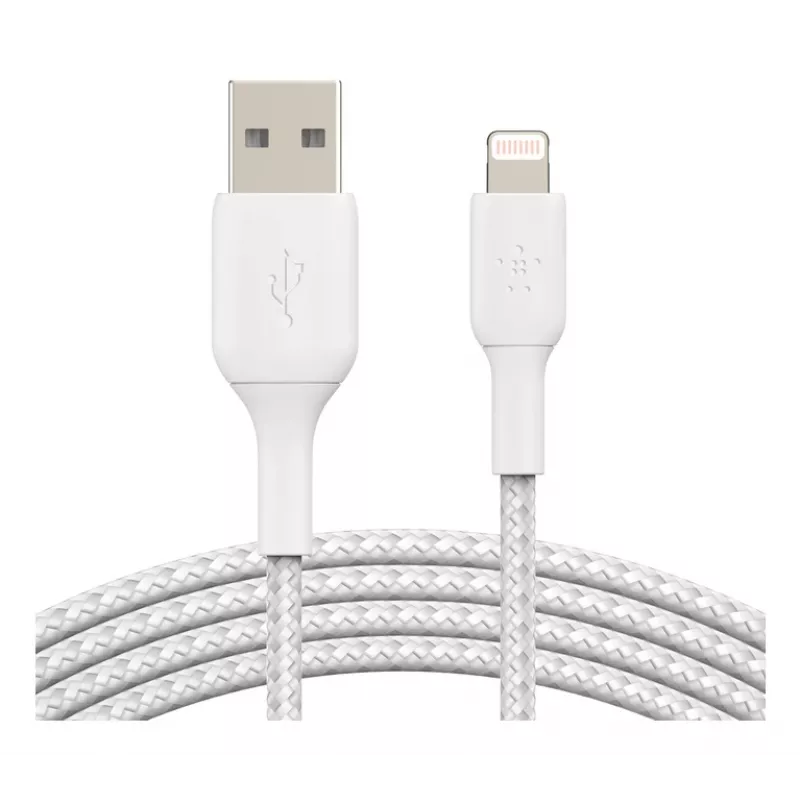 BELKIN Lightning To USB-a kaabel Braided 1m Valge