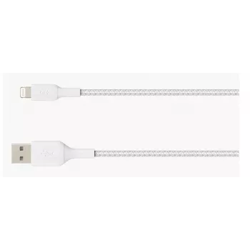BELKIN Lightning USB-A kaabel, punutud, 2 m, valge