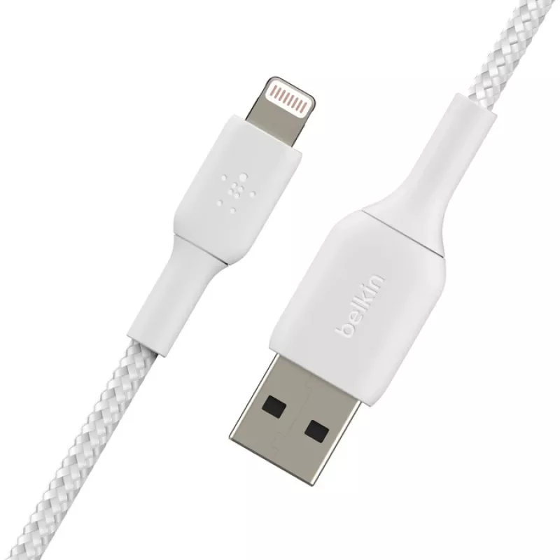 BELKIN Lightning USB-A kaabel, punutud, 2 m, valge